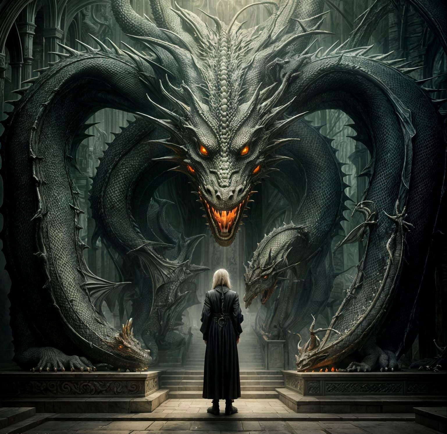 Dragon God Servant in Art Nouveau Style