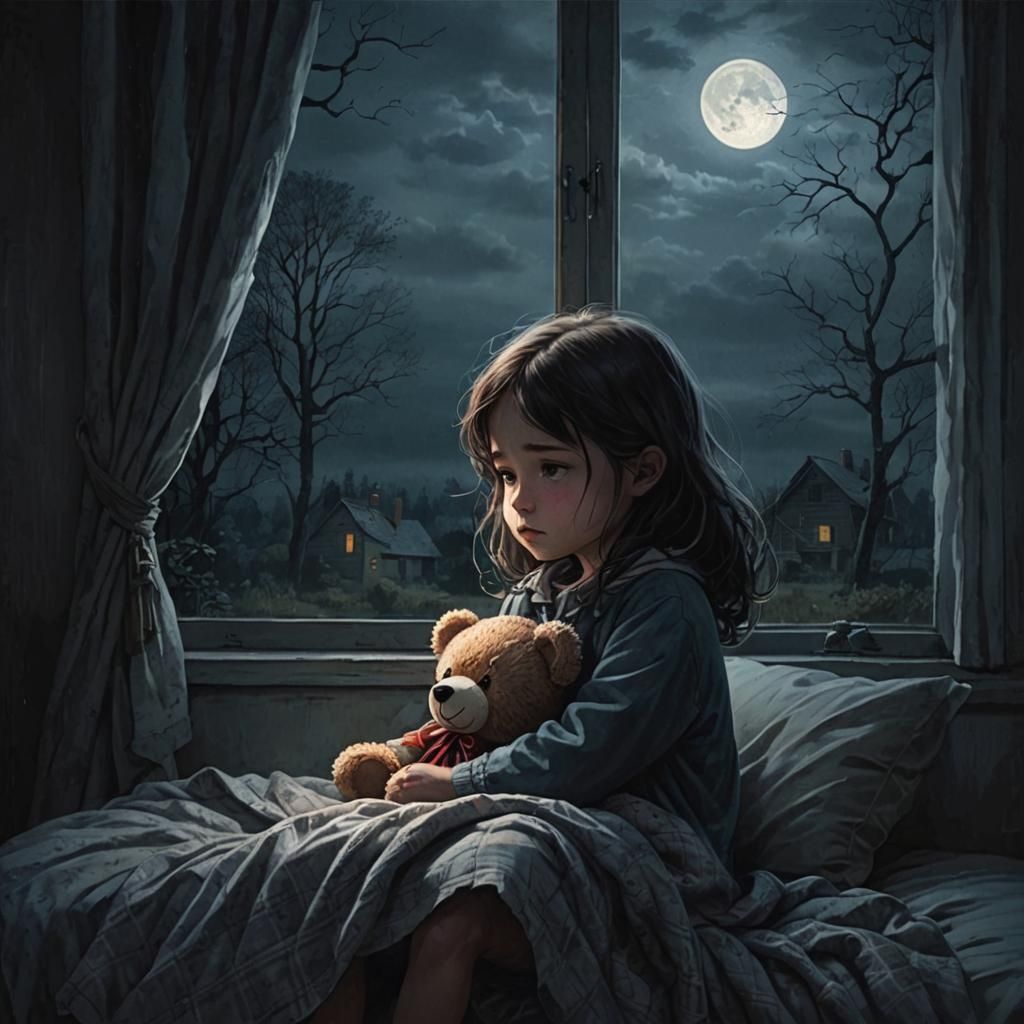 A Young Girl's Fear in the Dark