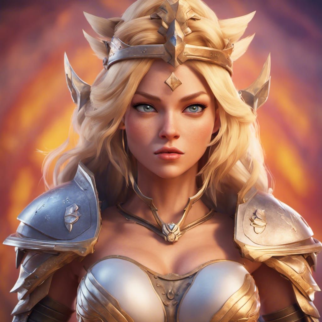 Beautiful Blonde Warrior Princess in 3D Digital Art