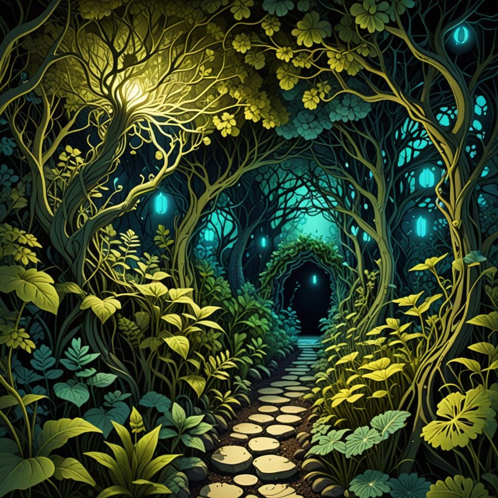 Mystical Poisoner's Garden with Abstract 3D Shading