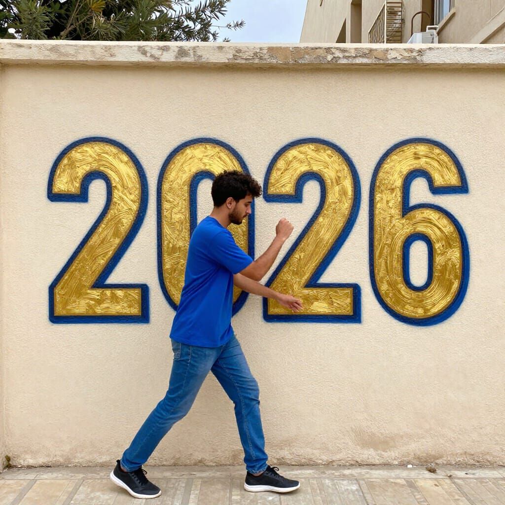 Graffiti Artist Paints Neon 2026 in Twilight