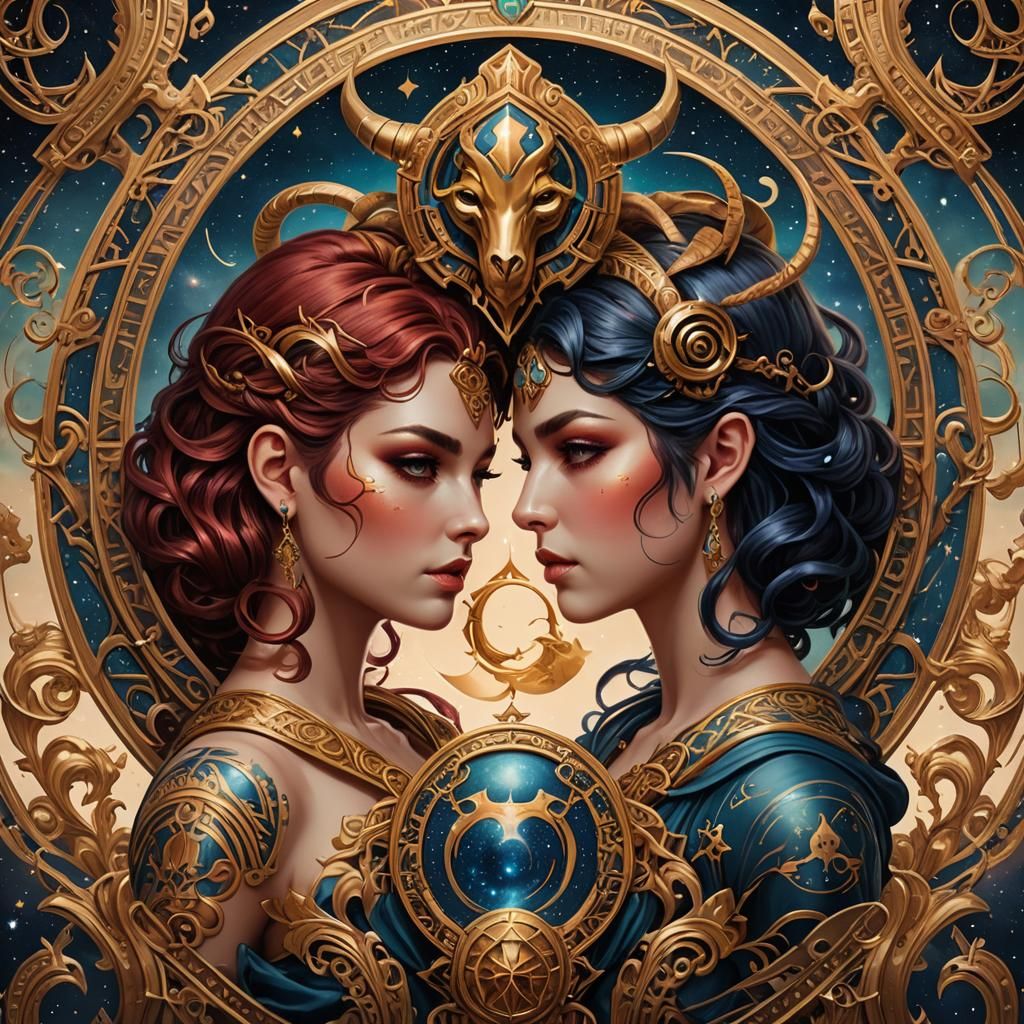 Zodiac Tattoo: Aries and Gemini Intertwined