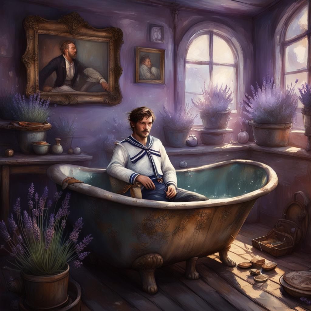 Vintage Portrait of a Sailor in Art Nouveau Style