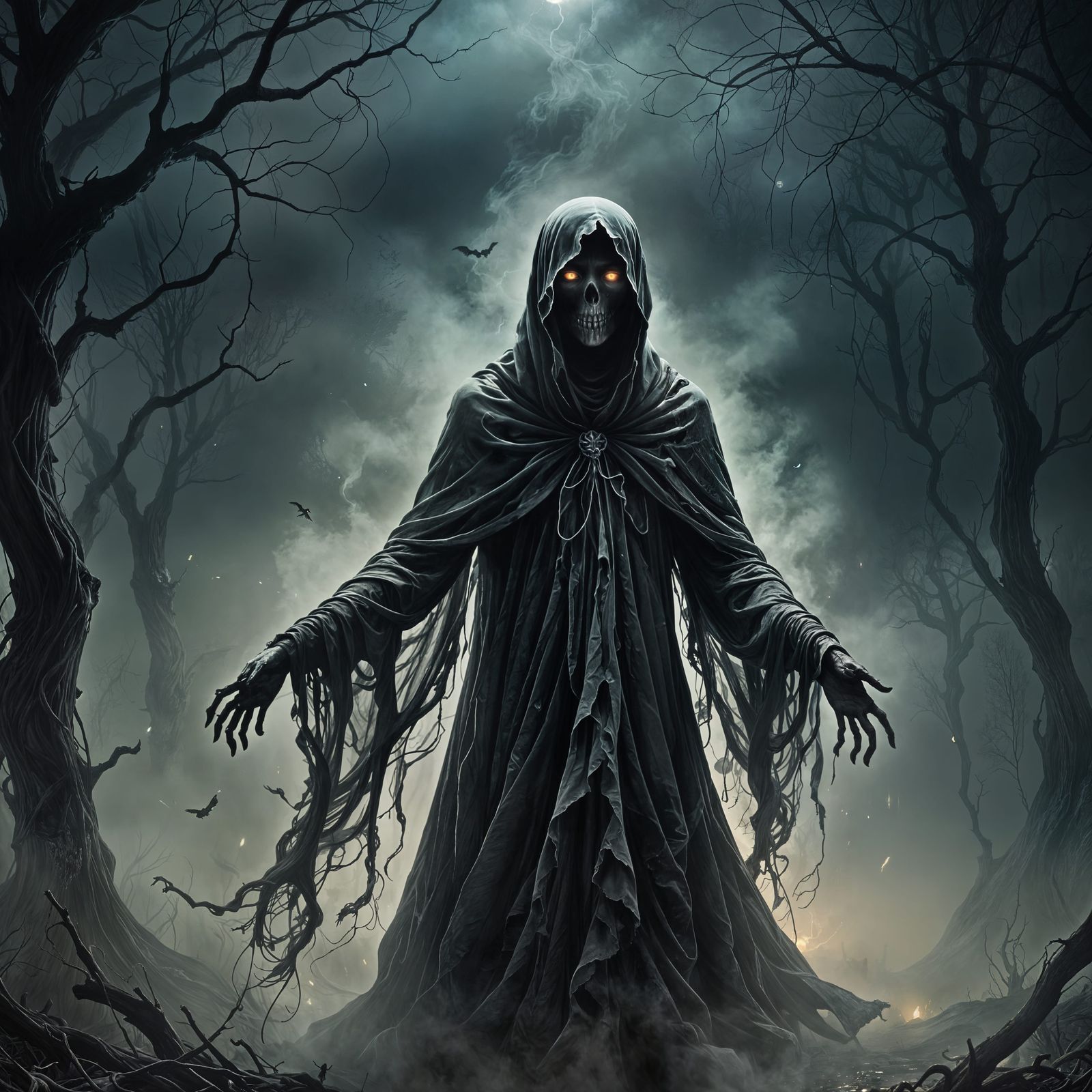 Ethereal Ghost Drifting Silently in the Shadows