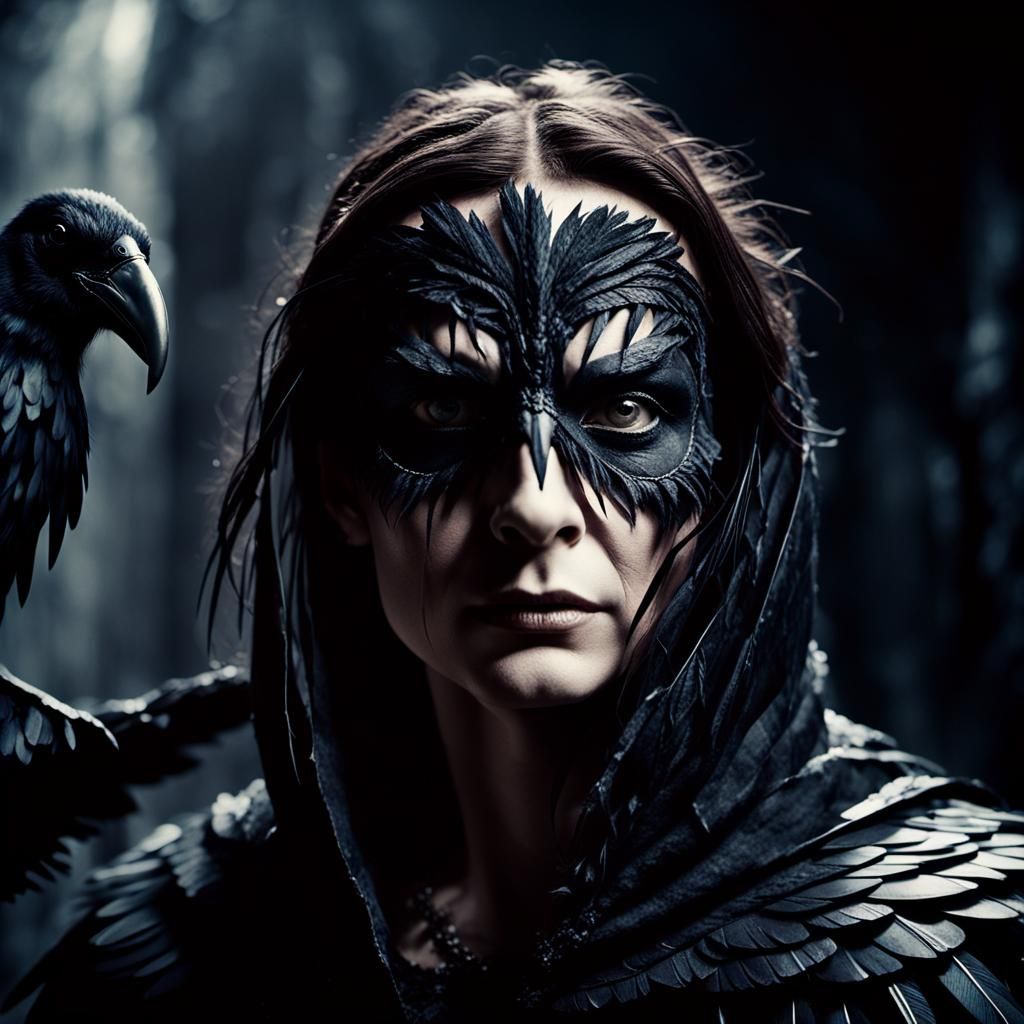 Raven Transformation: Cinematic Dark Fantasy Portrait