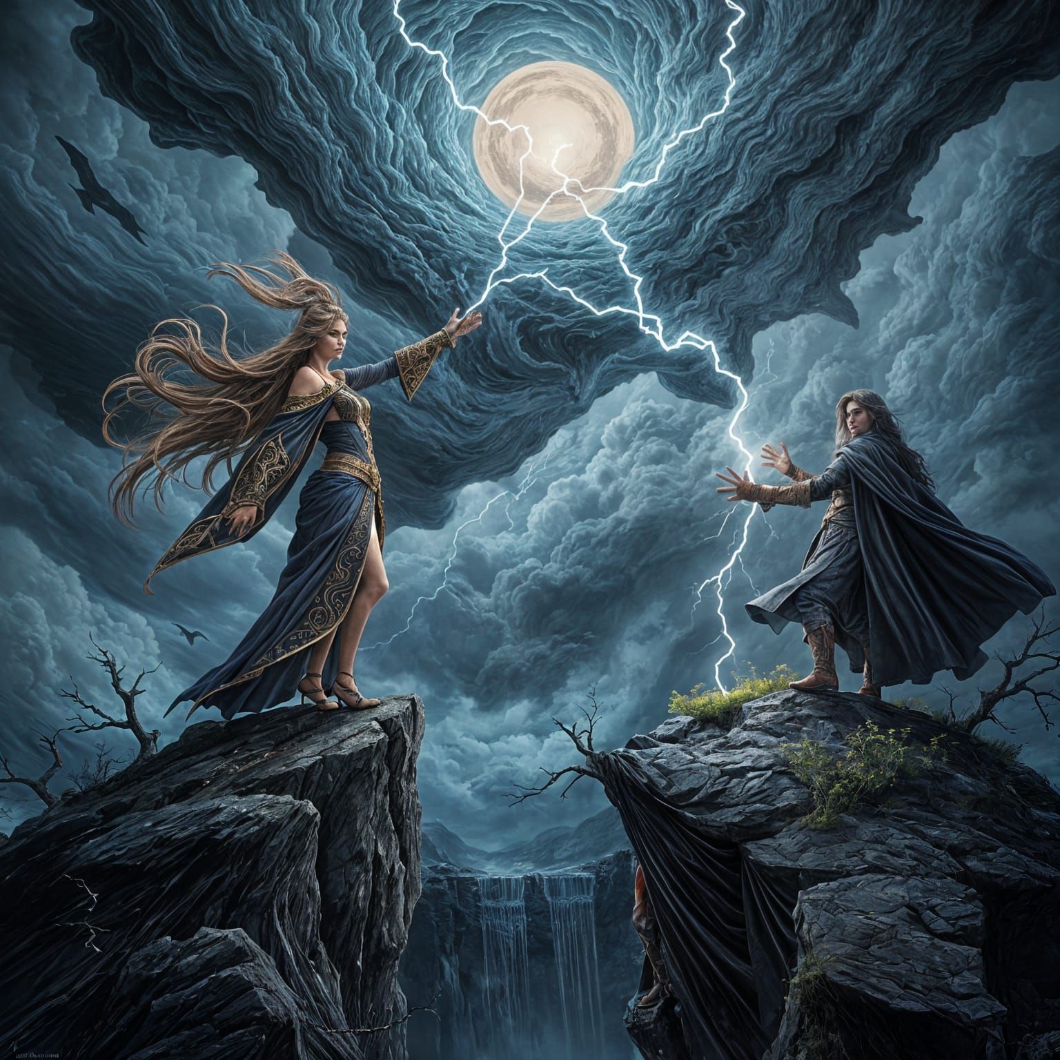 Mystical Warrior Queen Confronts Dark Warlock in Tempestuous...