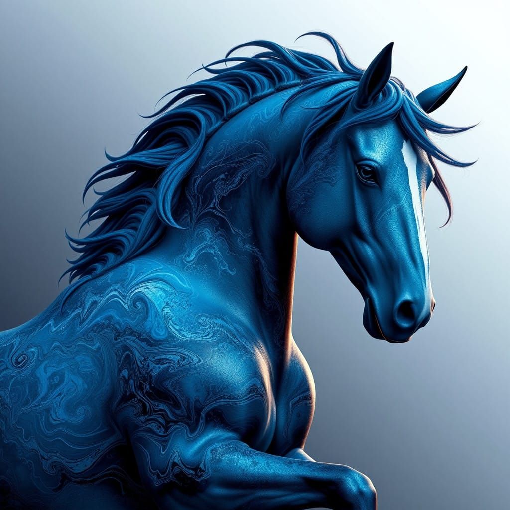 Ethereal Blue Horse of the Night Sky