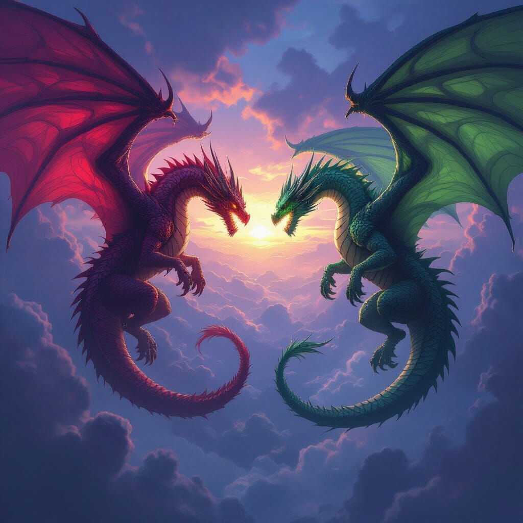 Epic Dragon Battle in Dark Fantasy Concept Art