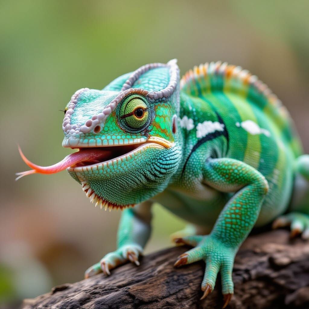 Chameleon Extends Tongue