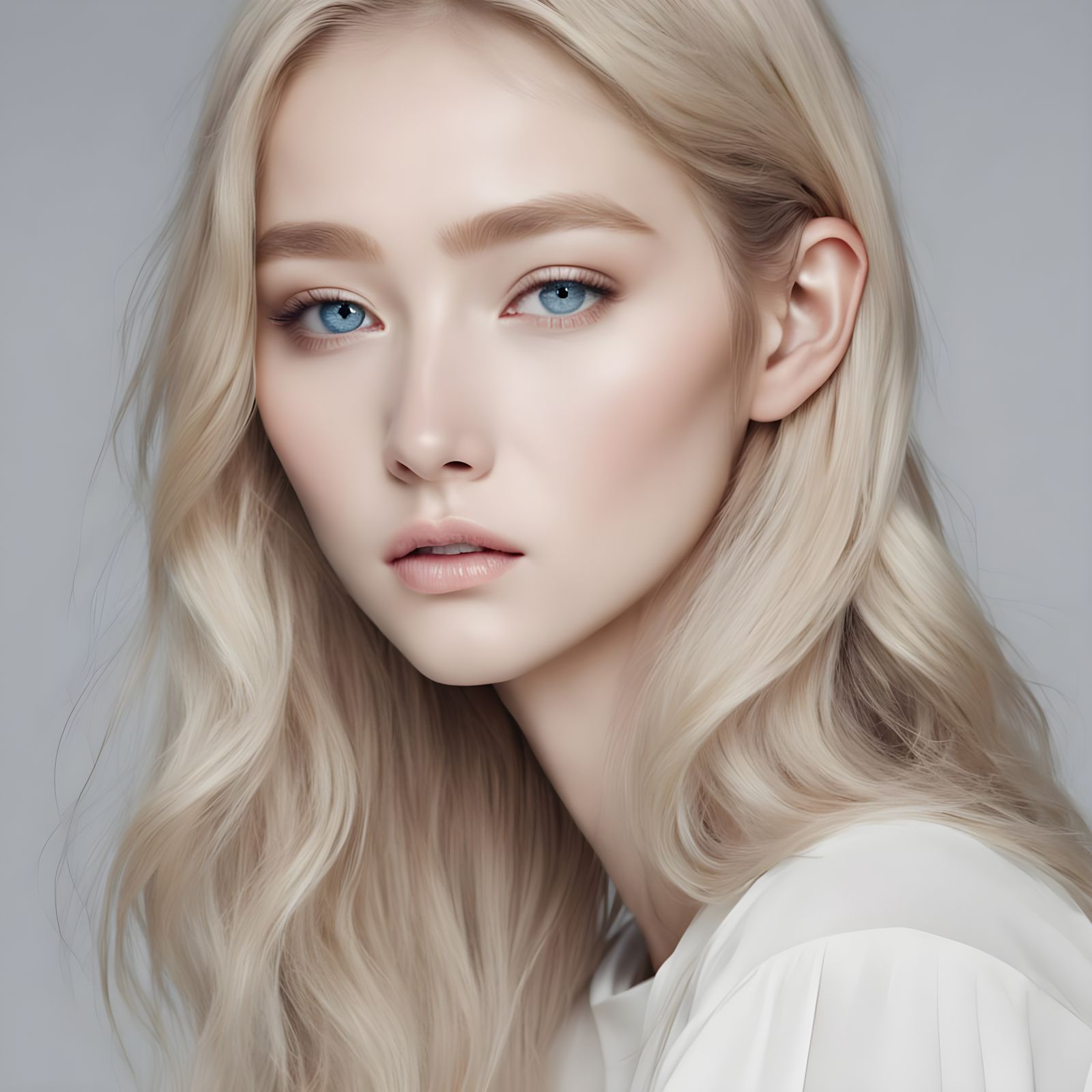 Blonde Supermodel in Ethereal Makeup