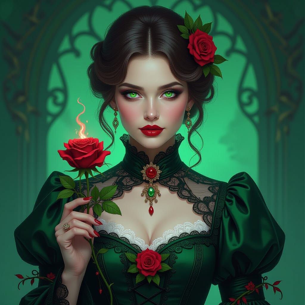 Gothic Noblewoman with Venomous Rose