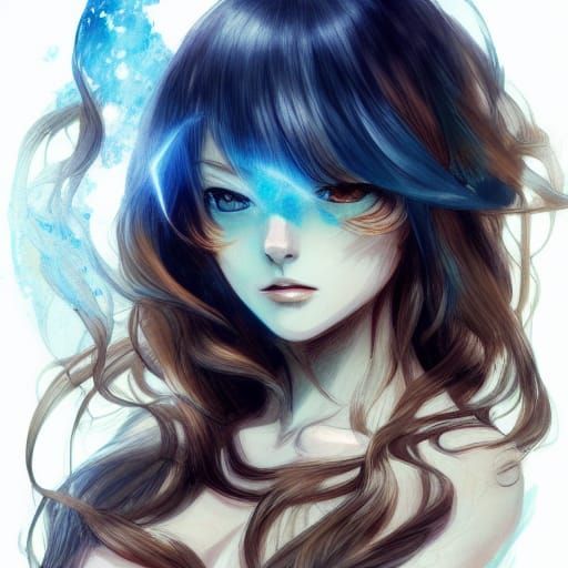 Anime Portrait with Blue Eyes, Ghibli Style