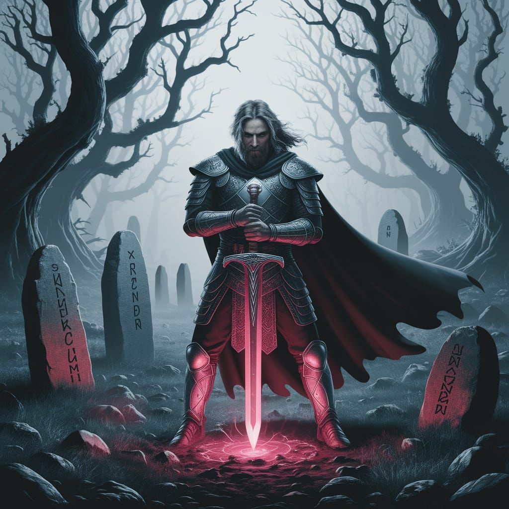 Celtic Warrior in Mystical Oak Grove