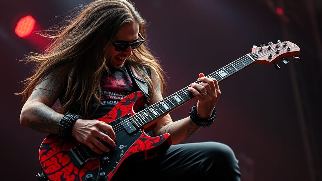 Psychedelic Metal Guitarist Plays Riff