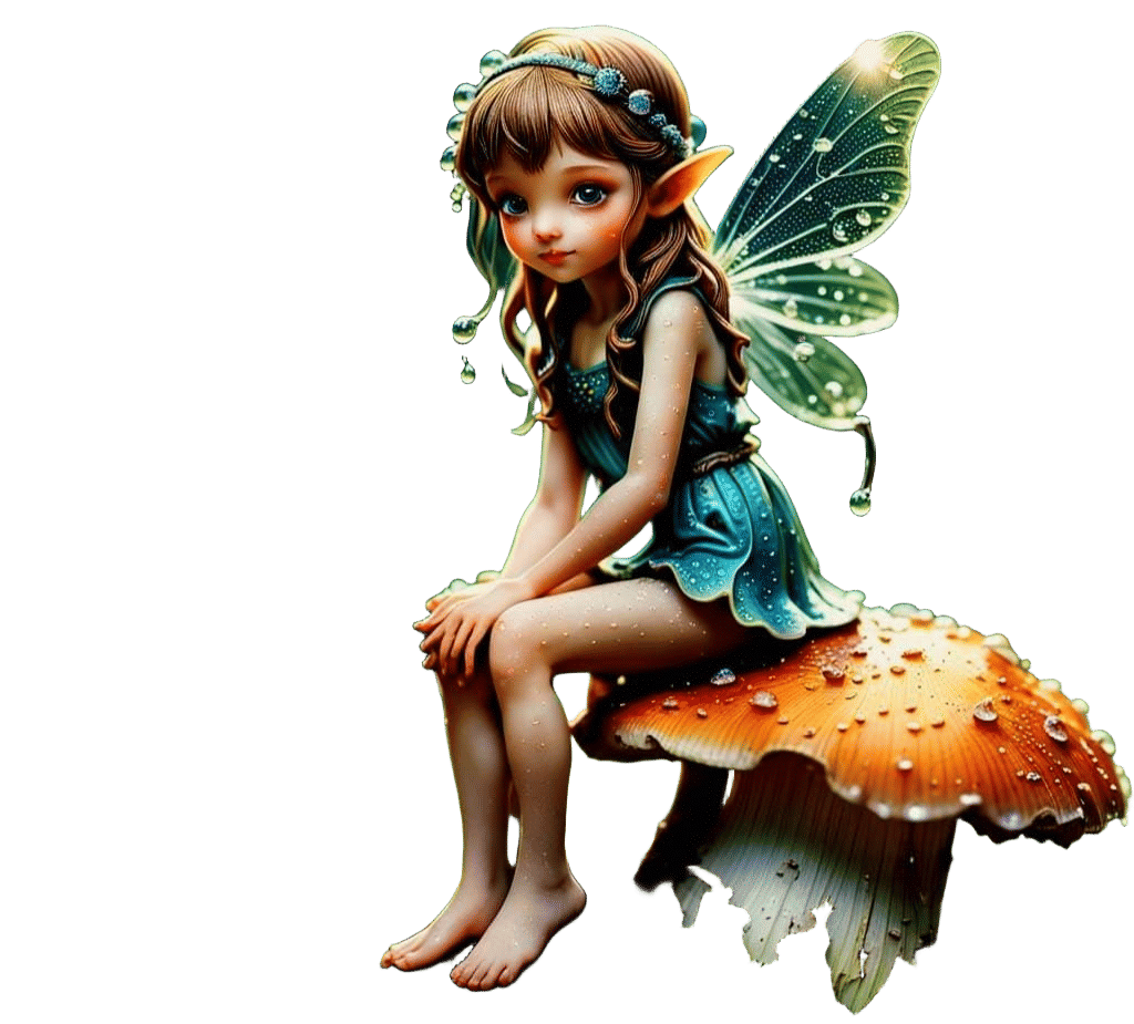 Tiny Fairy on Mushroom: Hyperrealistic Macro Photography