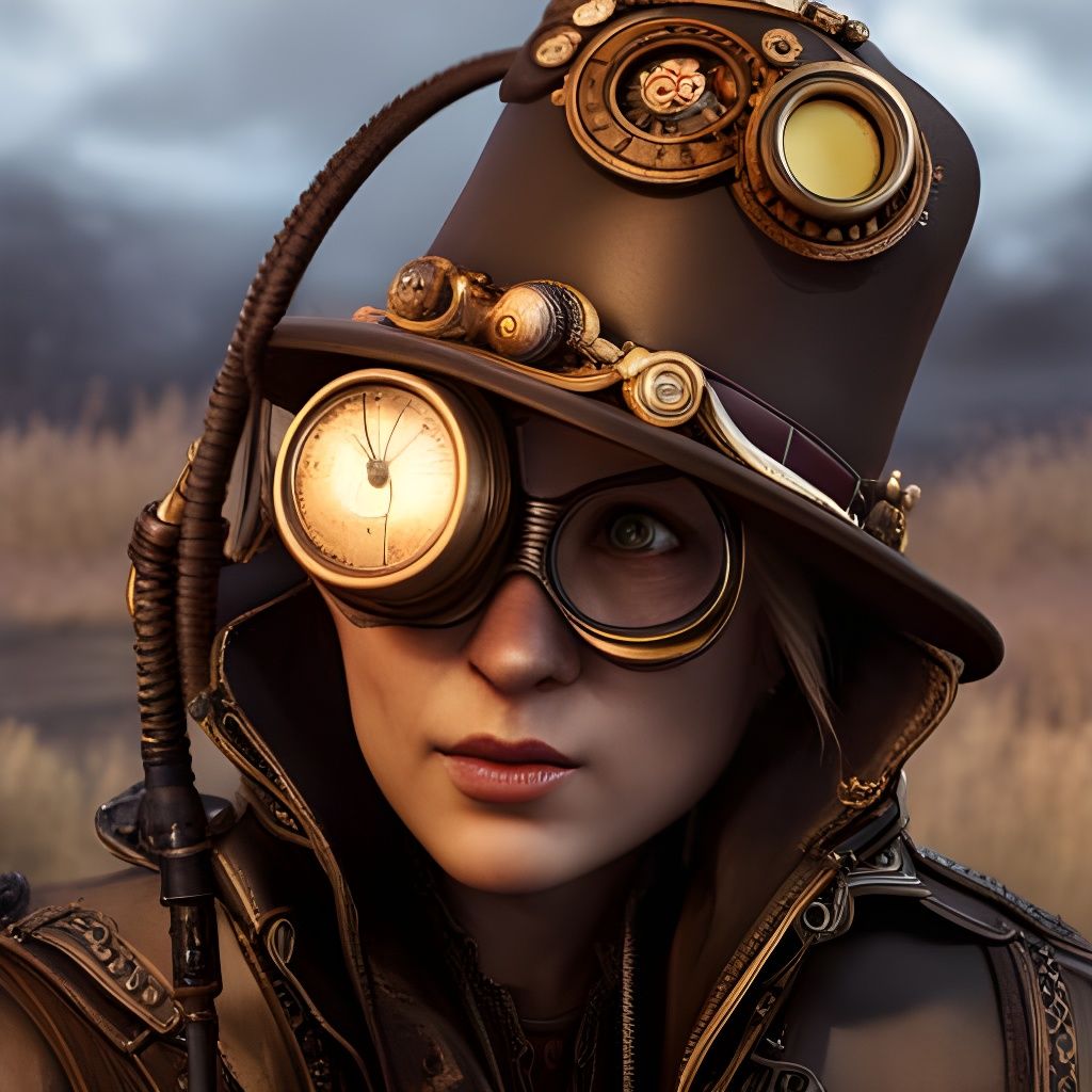Steampunk Scene in 3D Game Cinematic Style