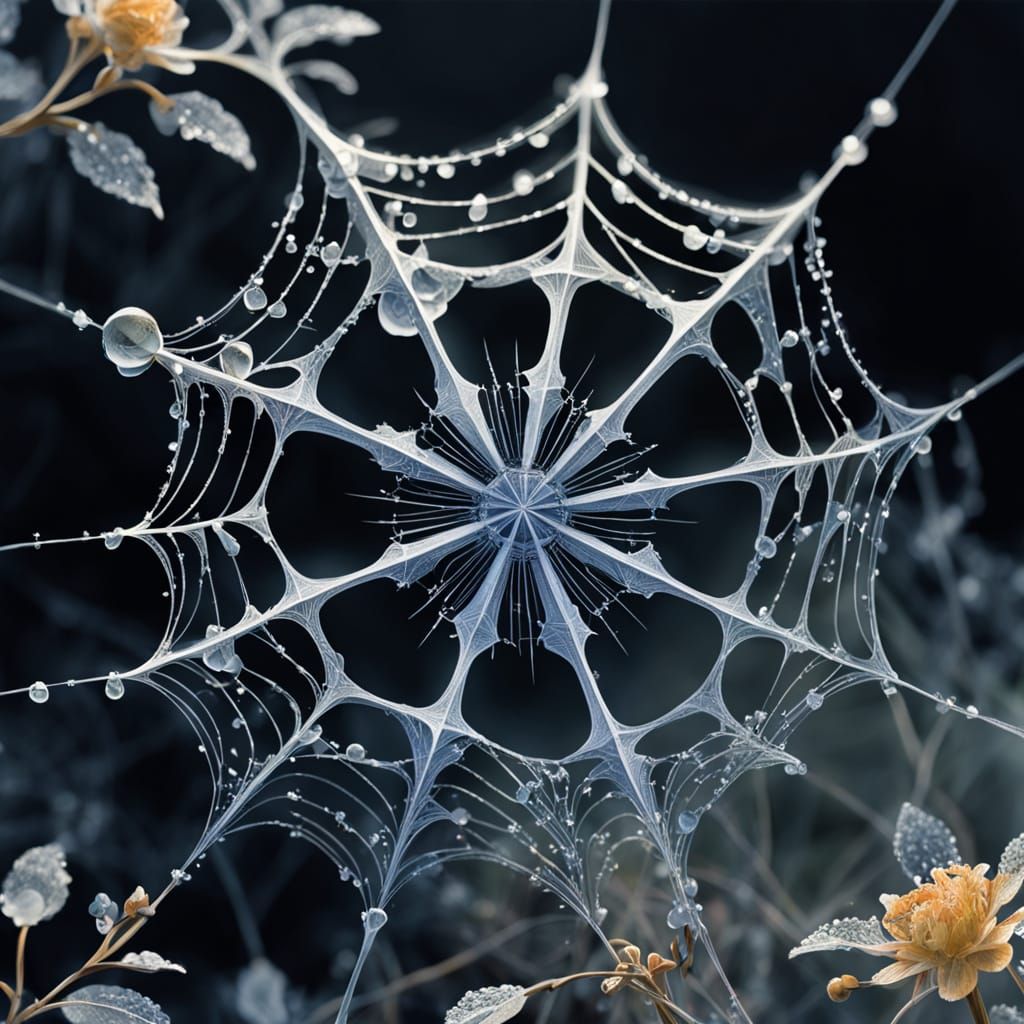 Ethereal Snowflake Fantasy in Delicate Spider Web