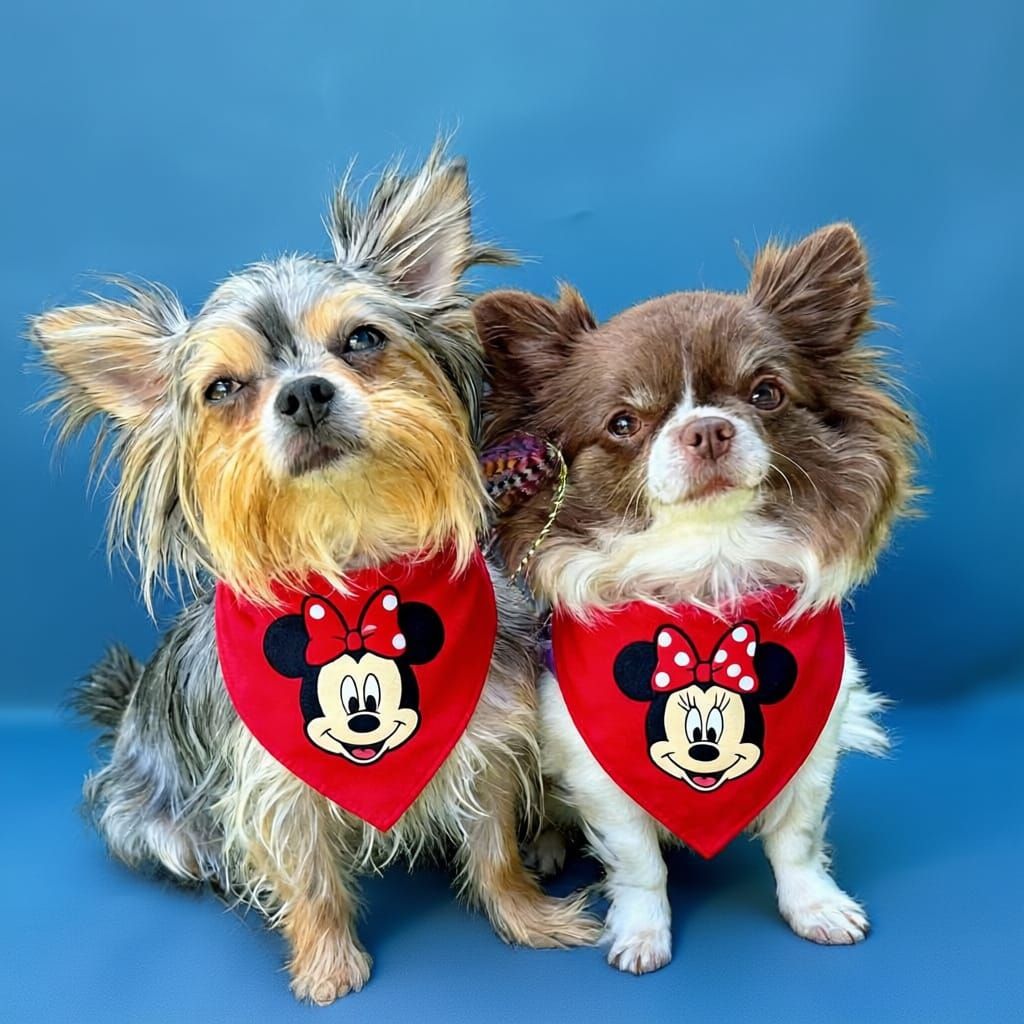 Mickey and Minnie Mouse with Dogs at Disney World