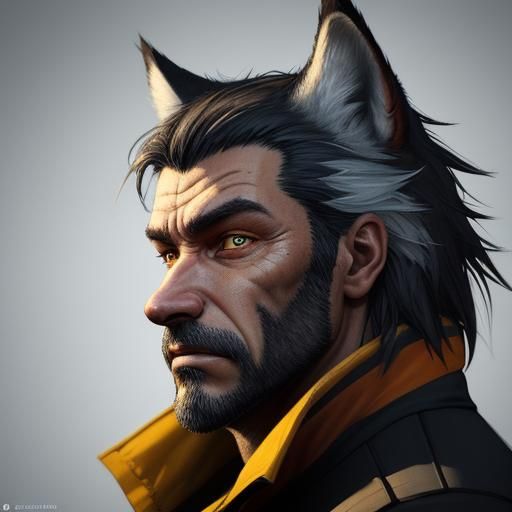 This small middle-aged wolf is male with a ruddy coat.  He h...