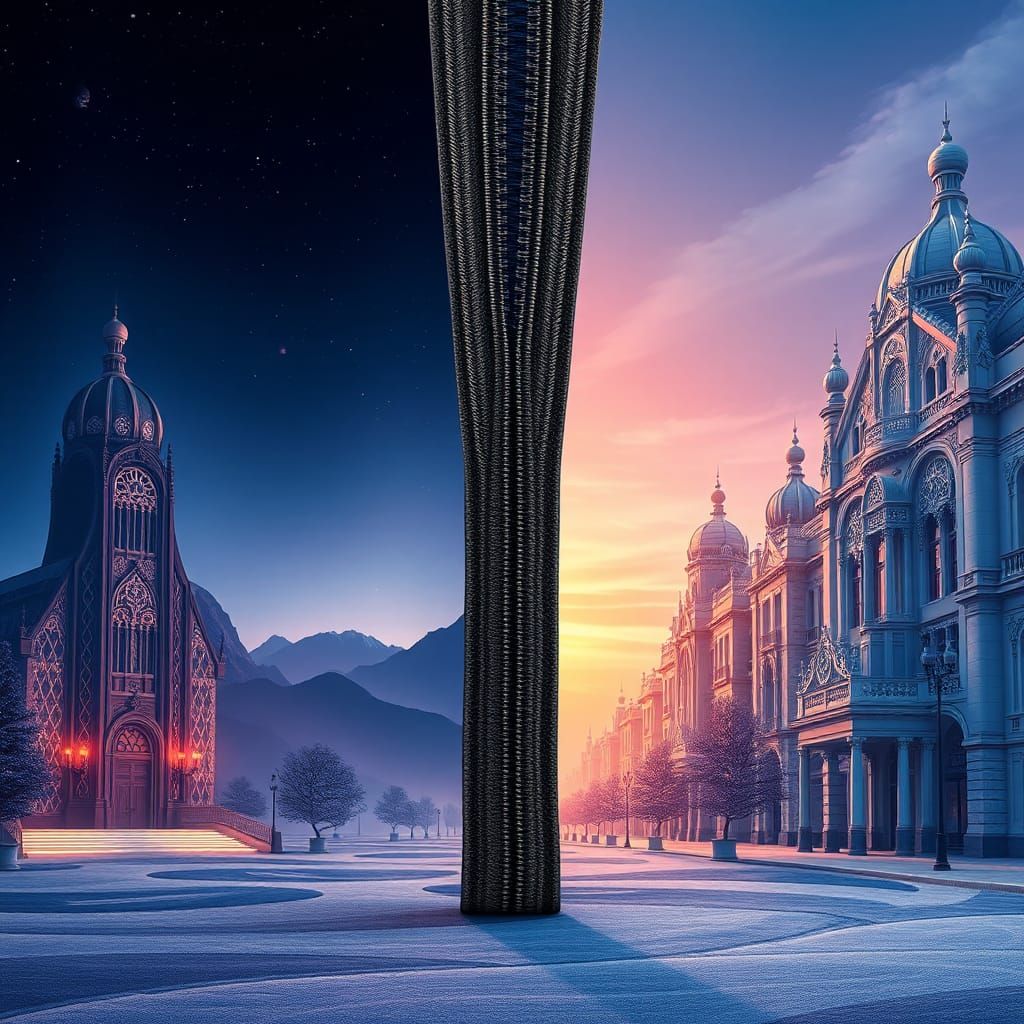 Surreal Zipper Landscape in Digital Art Style