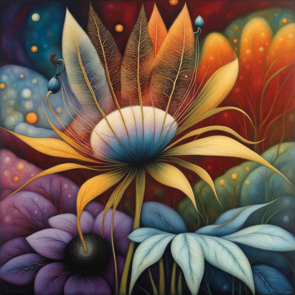Dreamlike Flower in Detailed Illustrative Style