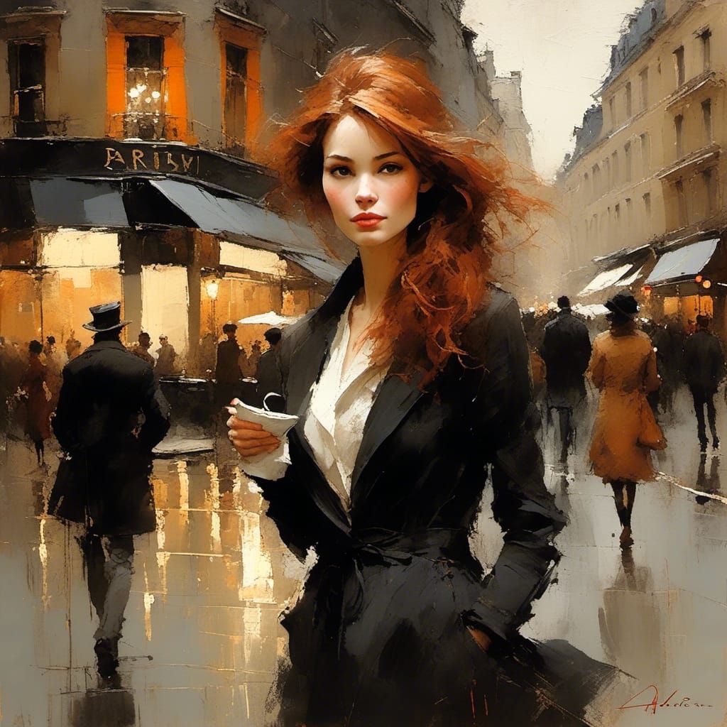 Parisian Woman in Impressionist Style