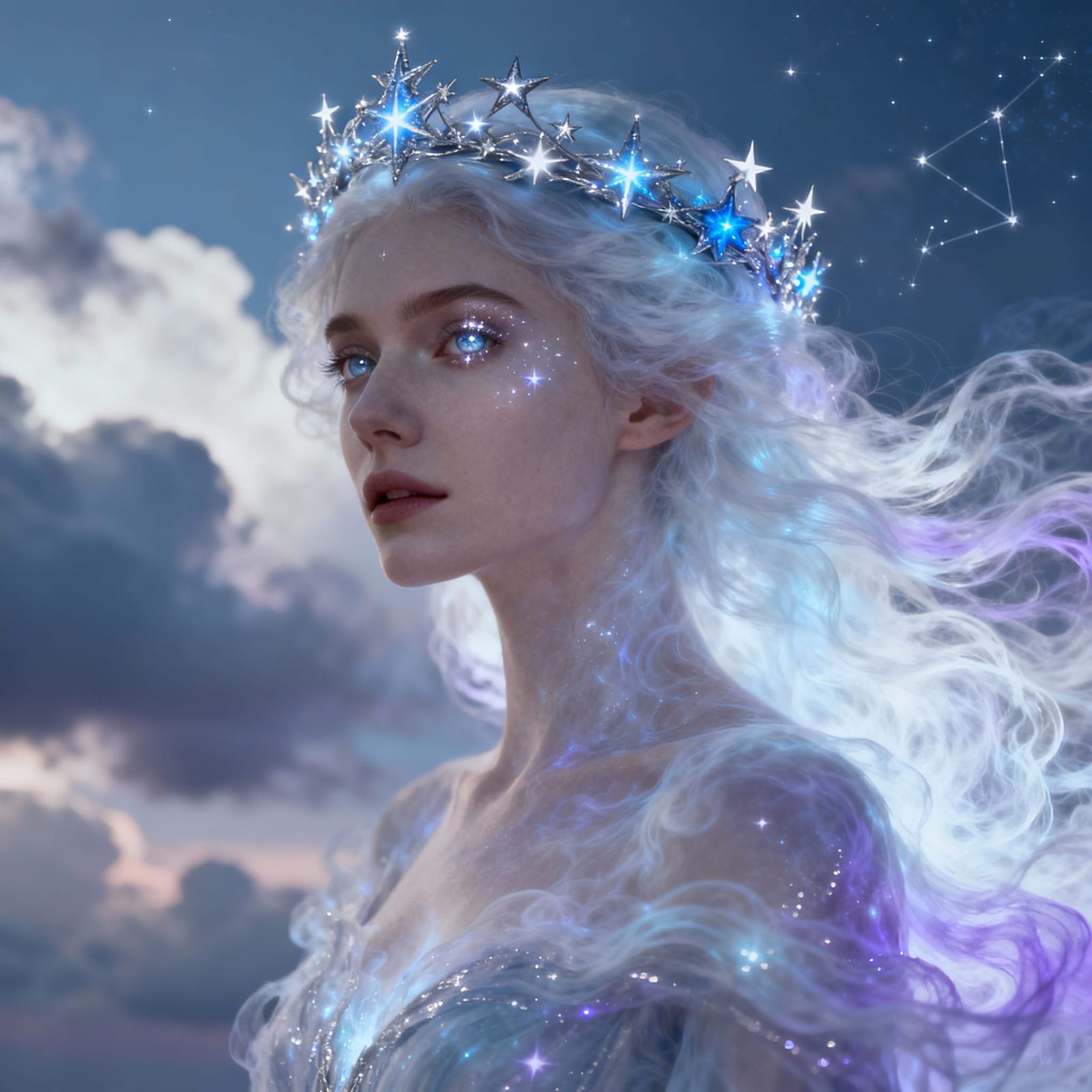 Ethereal Air Elemental Portrait in Starlight Crown
