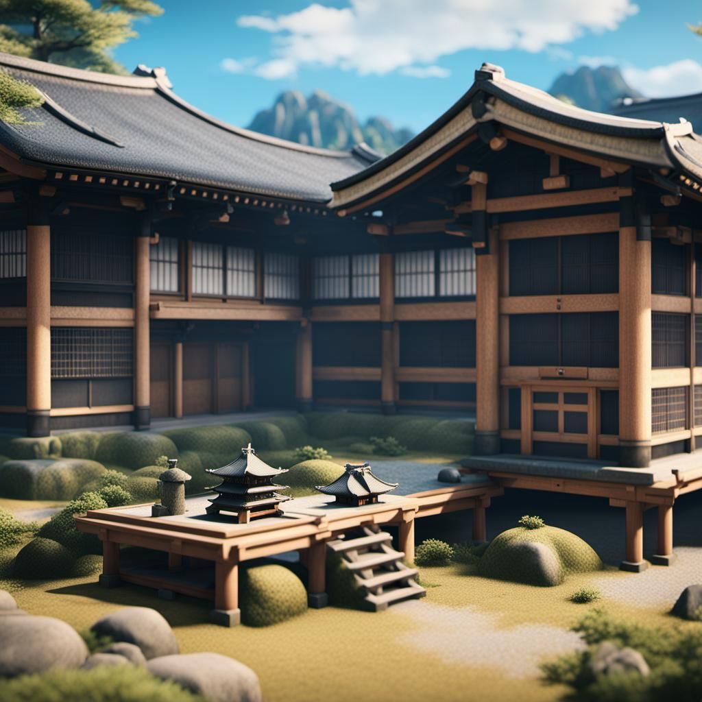 Terrapin Station, ancient Japanese building style, cgi quali...