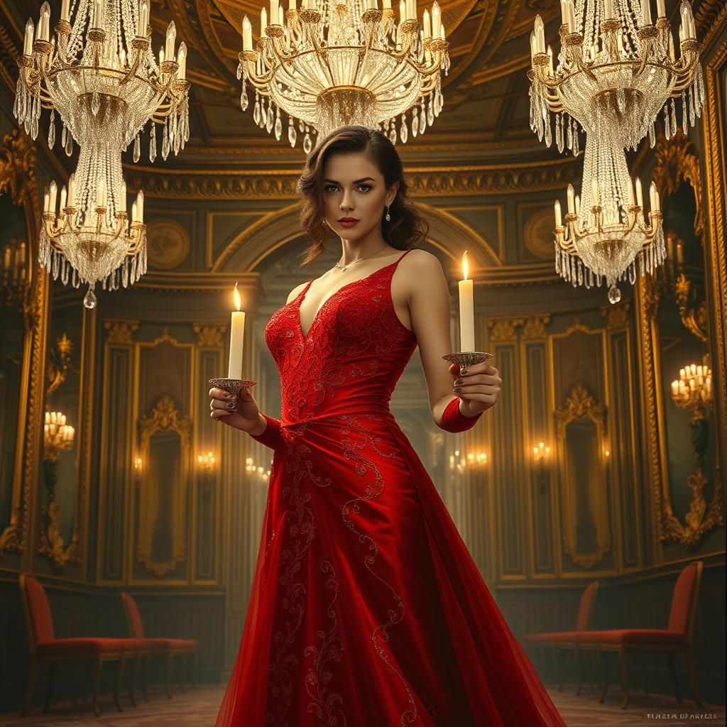 Miss Scarlet in Opulent Ballroom with Candlestick