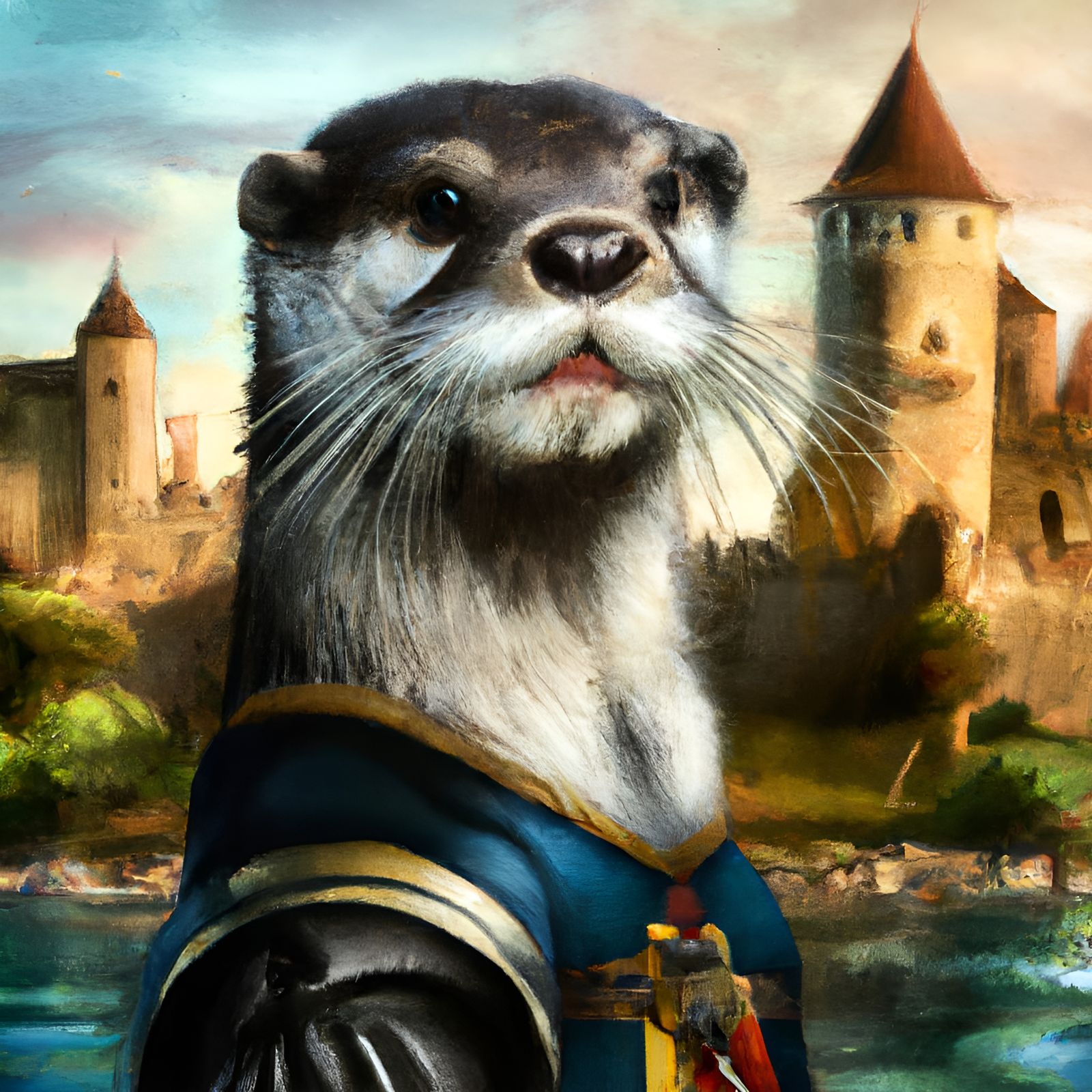 Otter Knight Portrait in Front of Castle