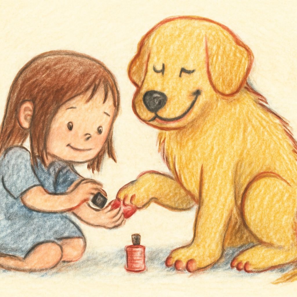 Girl Gives Dog a Whimsical Manicure