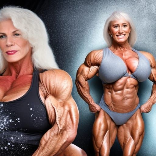 Elderly Female Bodybuilder with Enormous Muscles