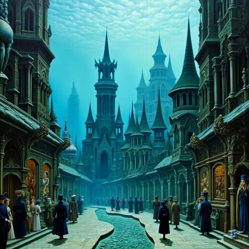 Underwater Victorian City in Surreal Style