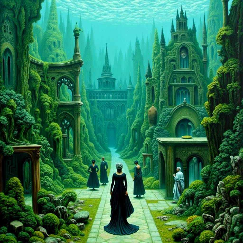 Underwater Victorian City in Esoteric Surrealism