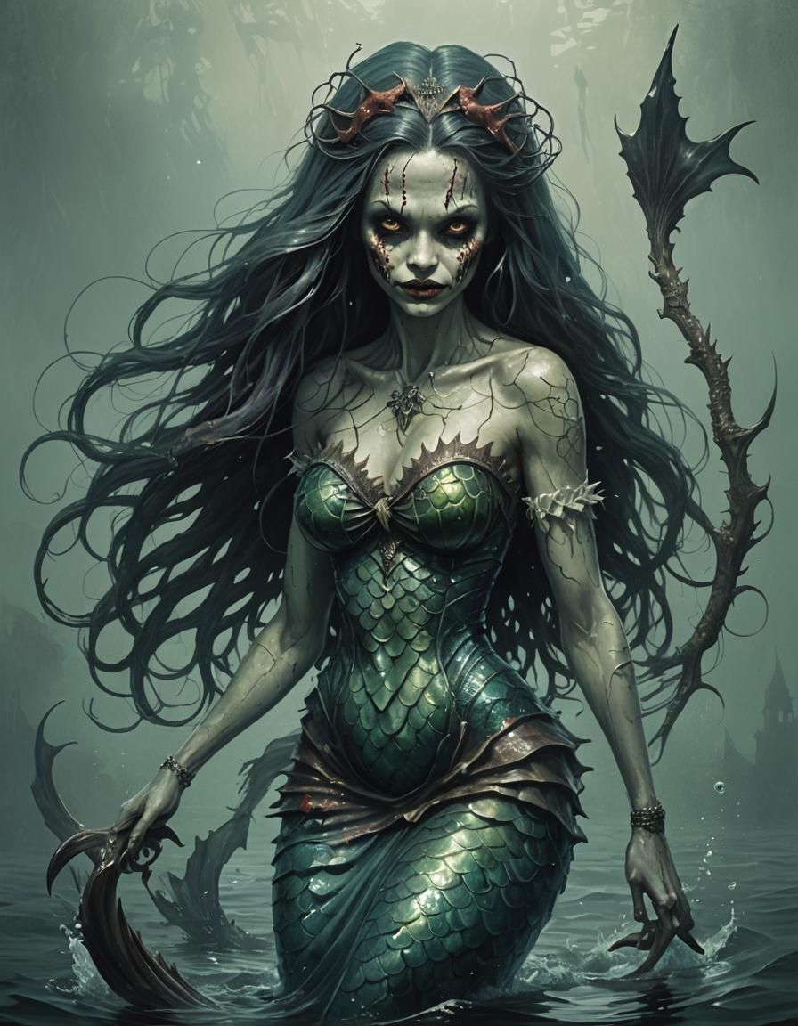 Sinister Horror Mermaid by Greg Rutkowski