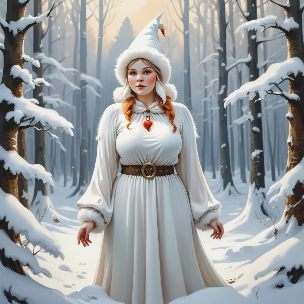 Winter Elf Maiden in Snowy Wonderland
