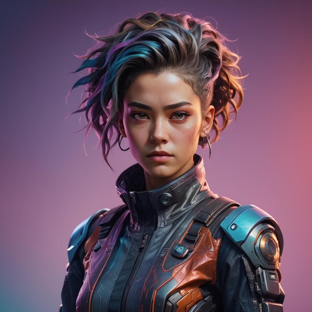 Futuristic Portrait with Complex Hairstyle as Concept Art