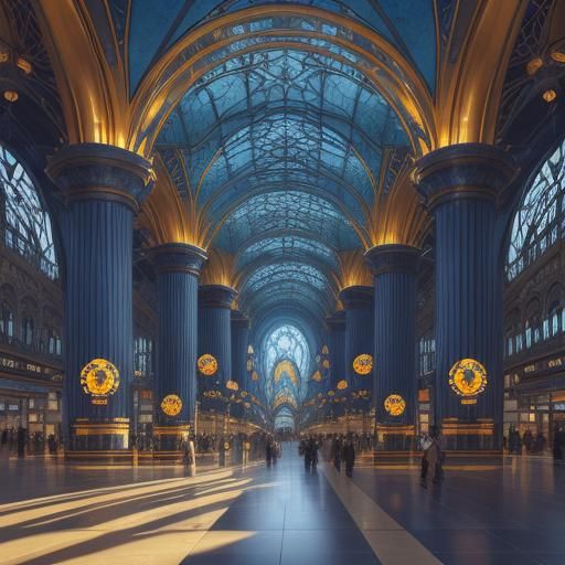 Mystical Vienna Airport in Steampunk Art Nouveau Style