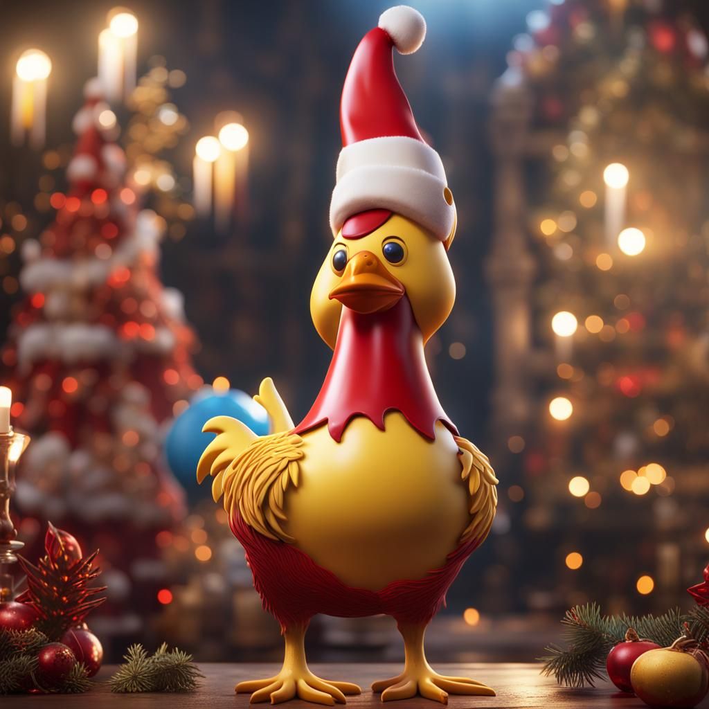 Rubber Chicken Santa: Detailed Matte Painting