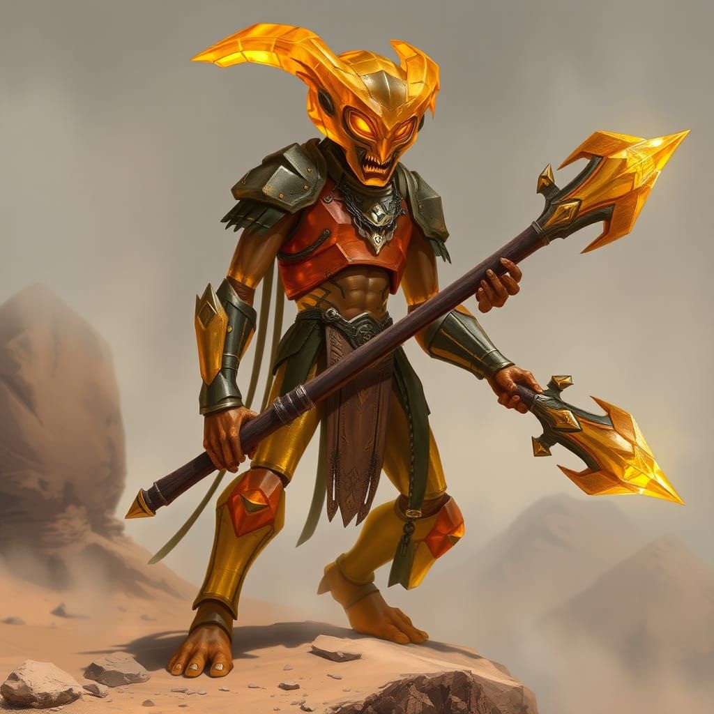 The G'bani, a blocky amber crystalline race. They are a warlike species.