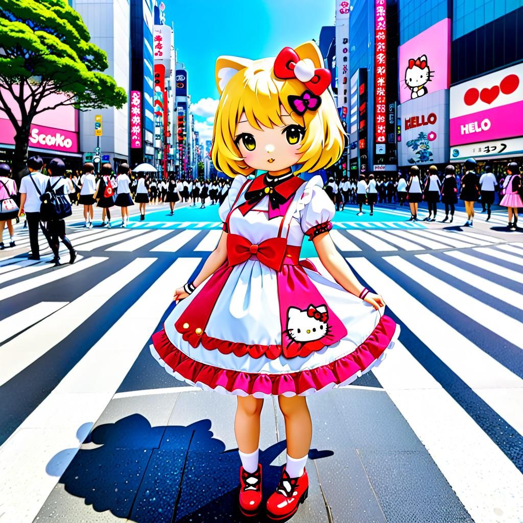 Hello Kitty in Harajuku Style in Shibuya