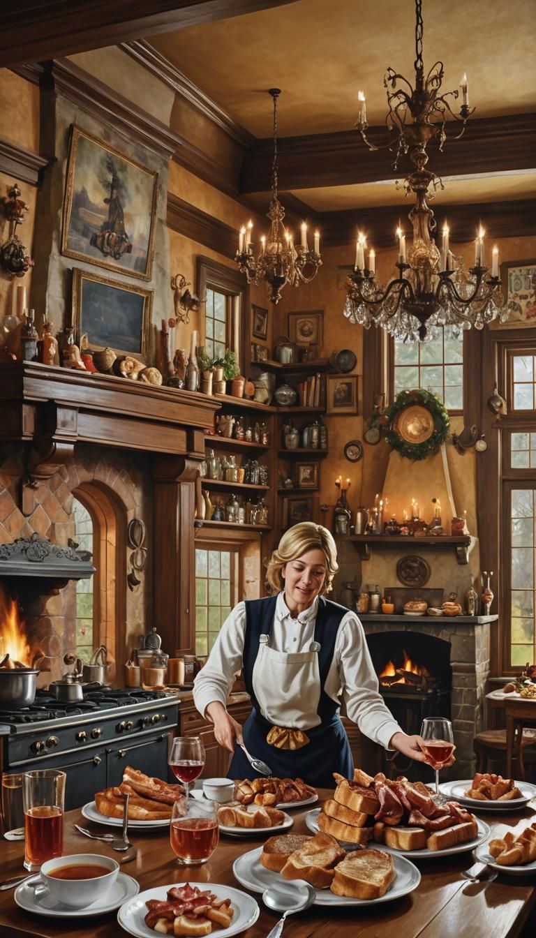 Hyperrealistic Manor House Brunch Scene