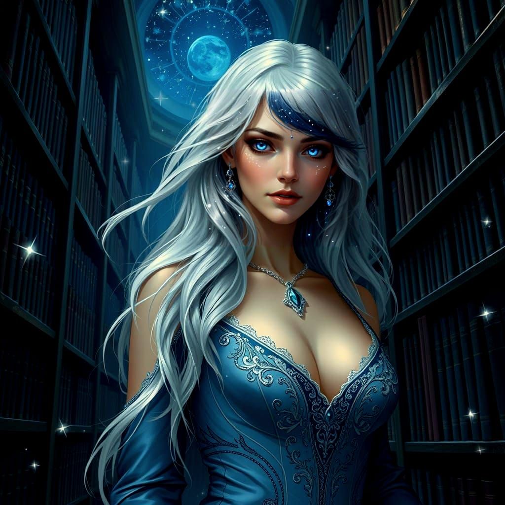 Celestial Librarian in Fantasy Art Style