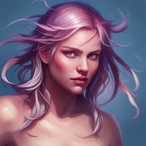 Detailed Portrait of Happy Girl in Art Nouveau Style