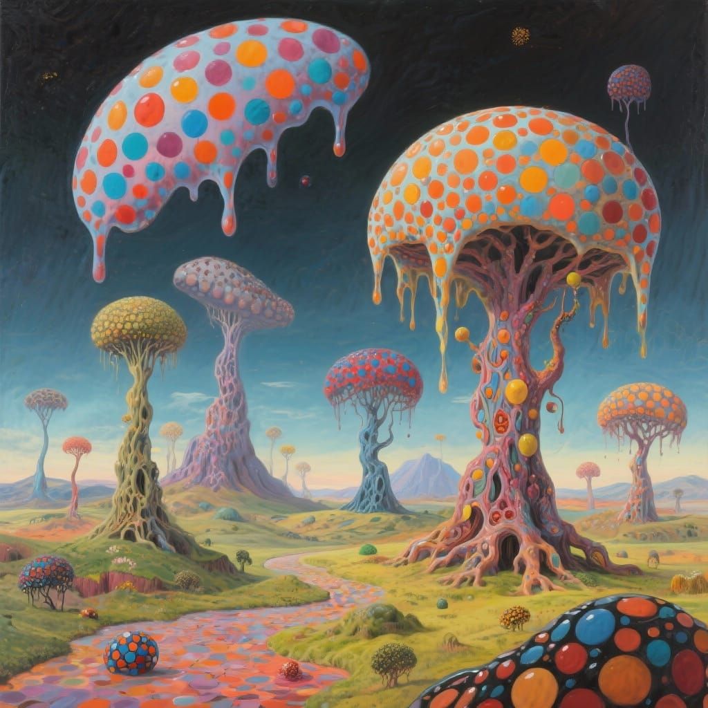 Surreal Mind Bending Landscape in Kusama Dali Style