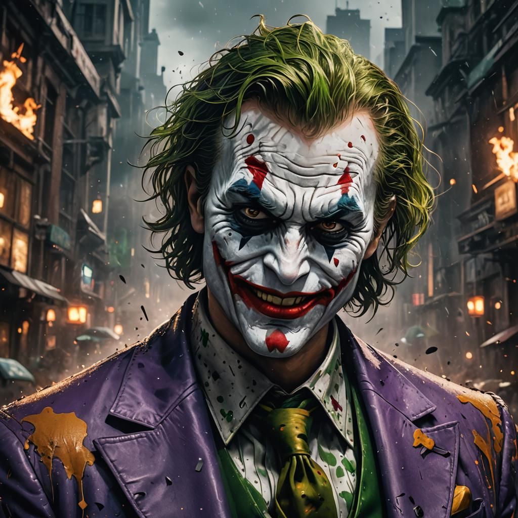 Detailed Joker Portrait in Fantasy Concept Art Style