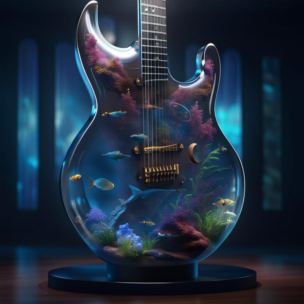 Aquarium Inside Transparent Guitar: Fantasy Concept Art