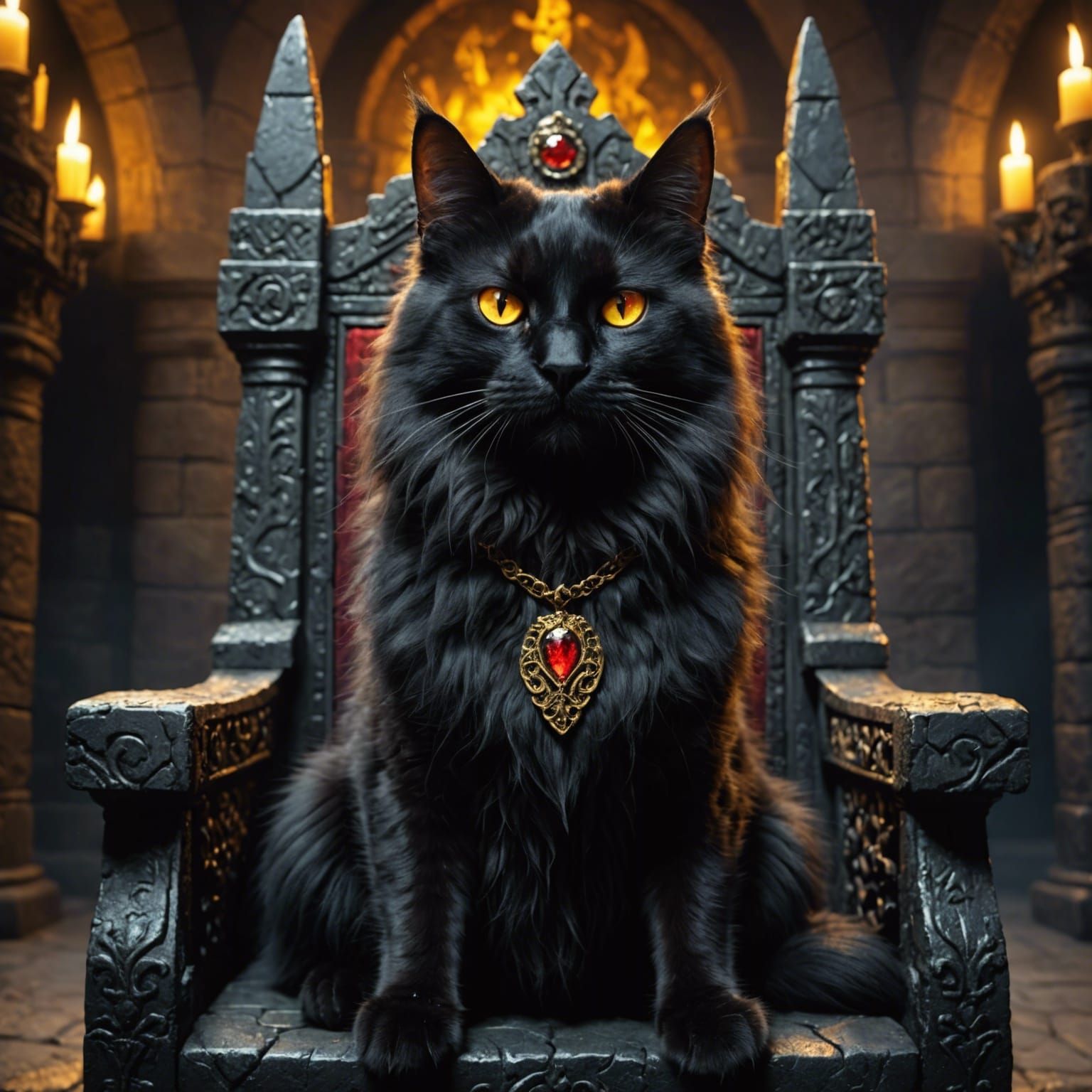 Evil Cat on Throne: Fantasy Concept Art