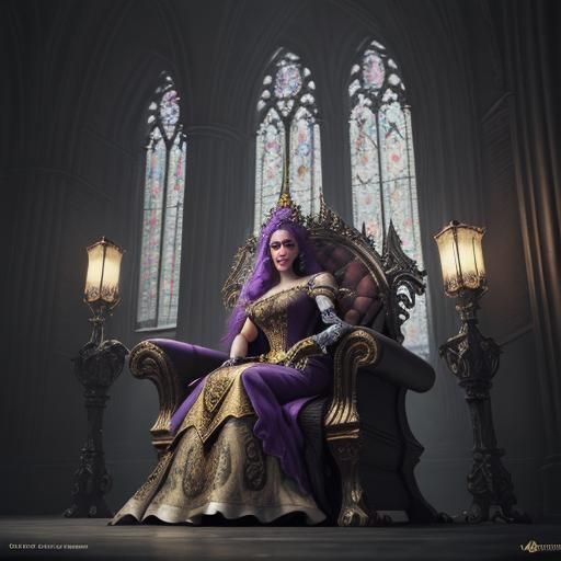 Hyperrealistic Princess Peach Portrait on Dark Throne