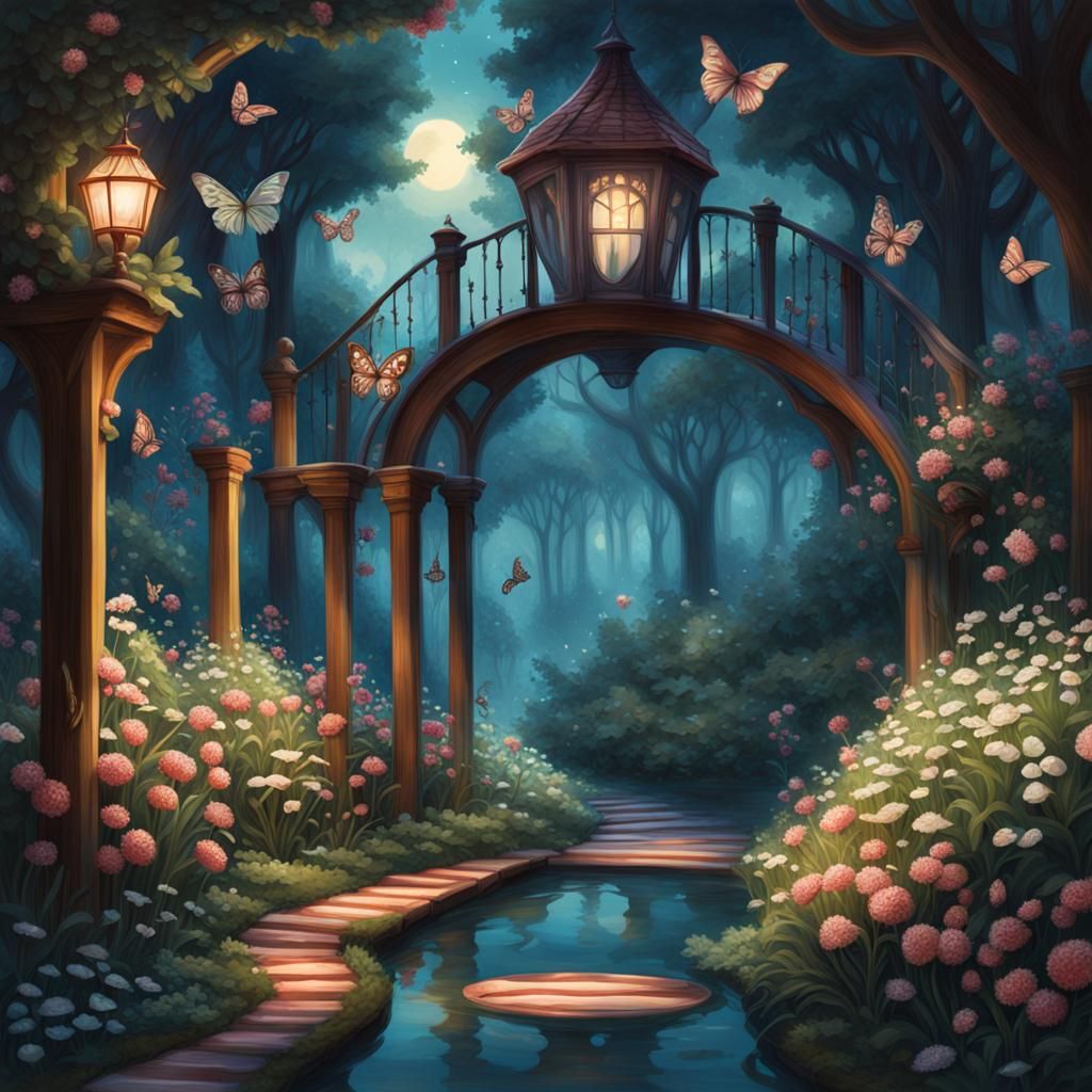 Whimsical Peppermint Garden Fairytale in Detailed Matte Pain...